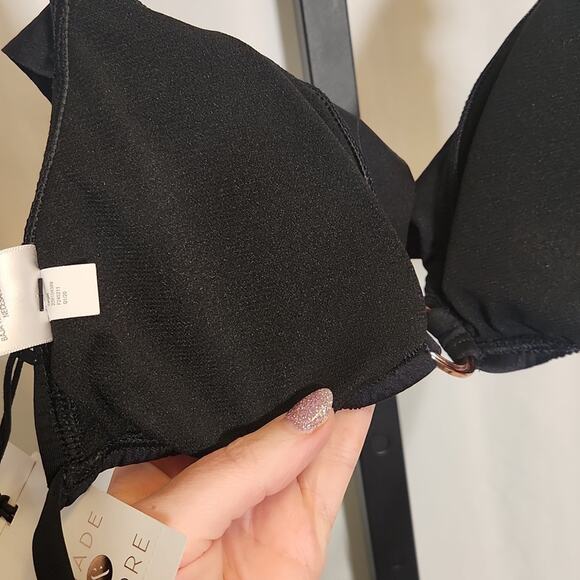 SHADE & SHORE 2PC Black Triangle Bikini Set, Size Sm/Med - Picture 6 of 11